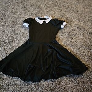 PRICE LOWERED! WONDERLAND Black and White Wednesday Addams Costume Dress